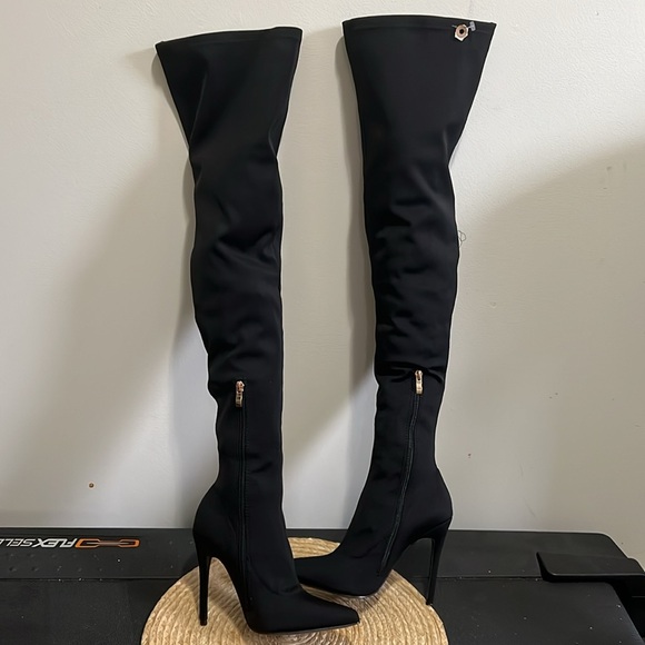 Boohoo Where the Party At Knee High Thigh Boots Size 38 - Picture 11 of 15